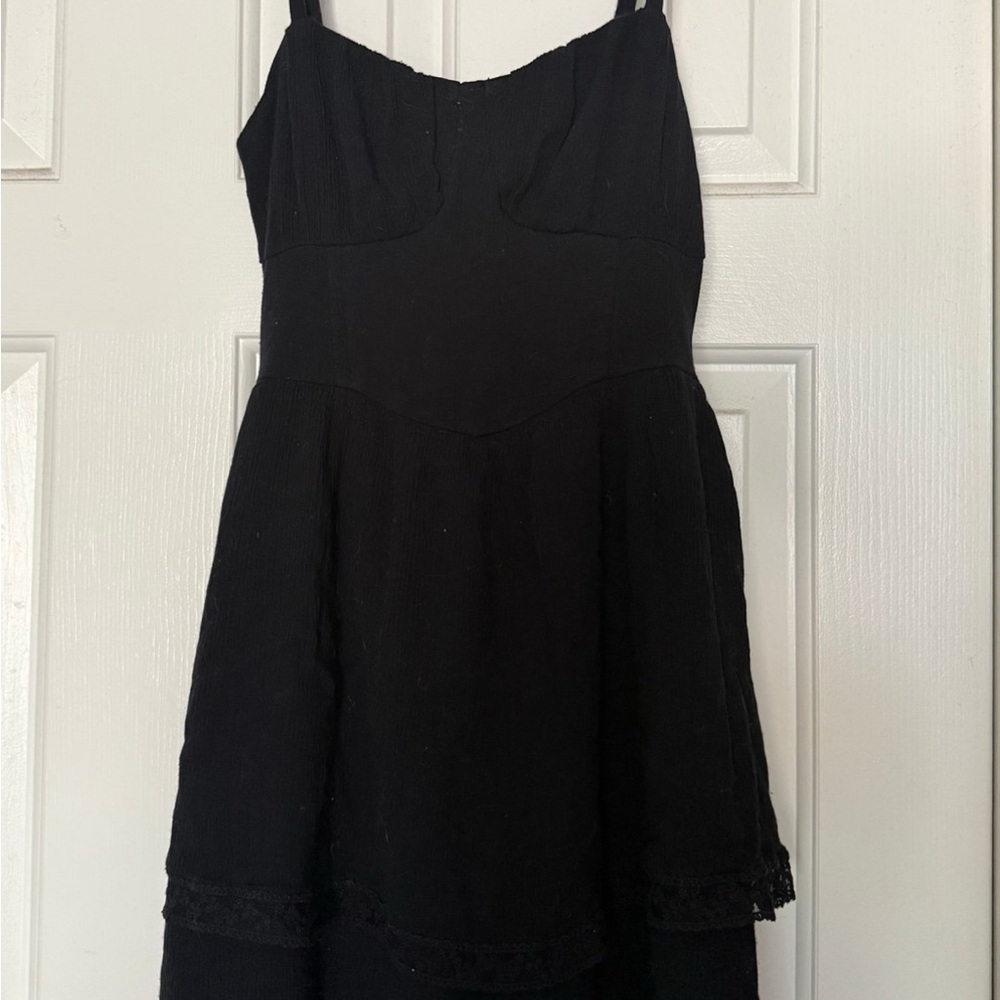 Hollister Black Dress with Floral Lacing